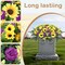 Purple Artificial Sunflower Headstone Flower Saddle - Large Silk Cemetery Flowers for Graves - UV Resistant and Waterproof Memorial Arrangement - Windproof Secure Fit Outdoor Tombstone Decor